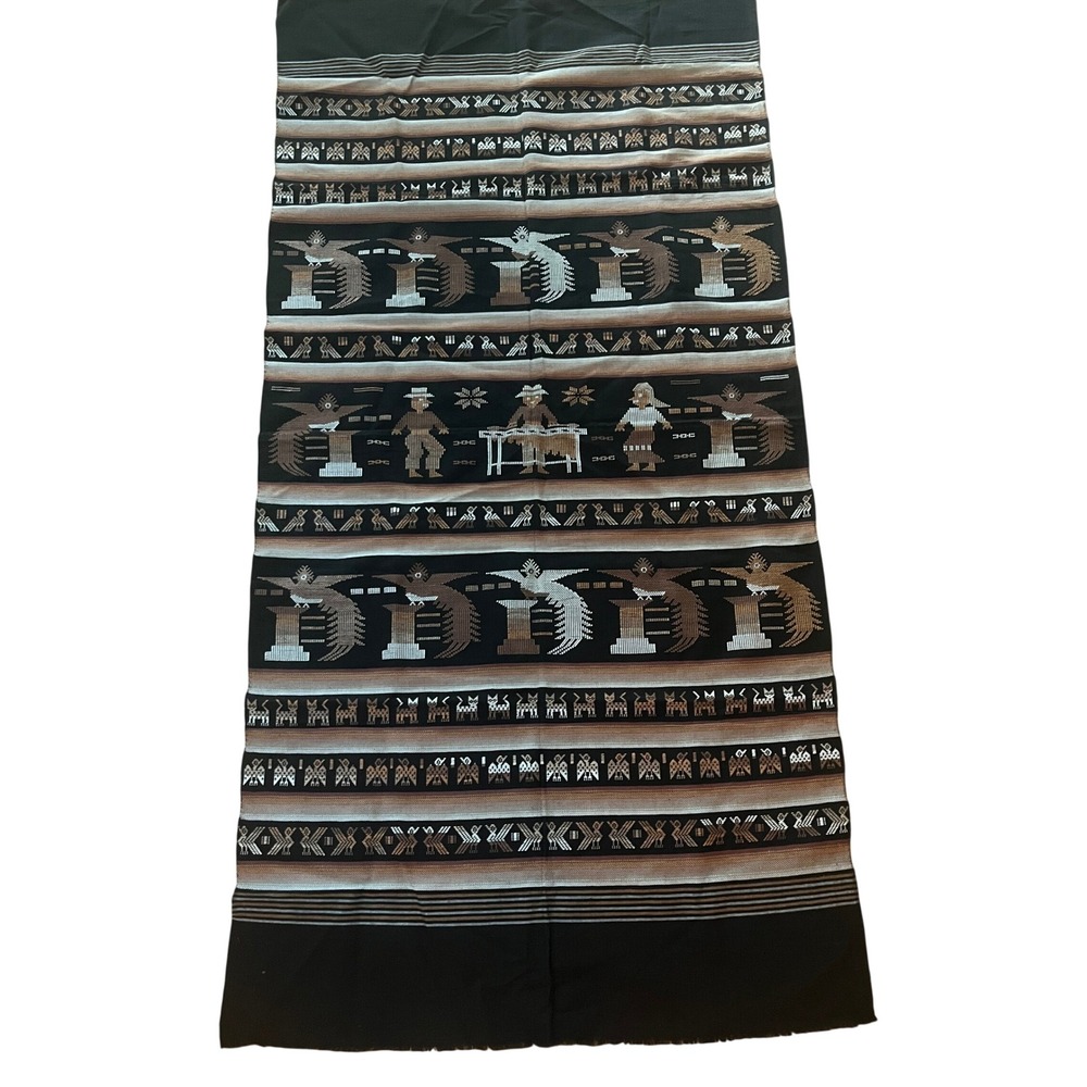 Handwoven‎ Mayan Textile Guatemalan Cultural Figures and animals 38 x74